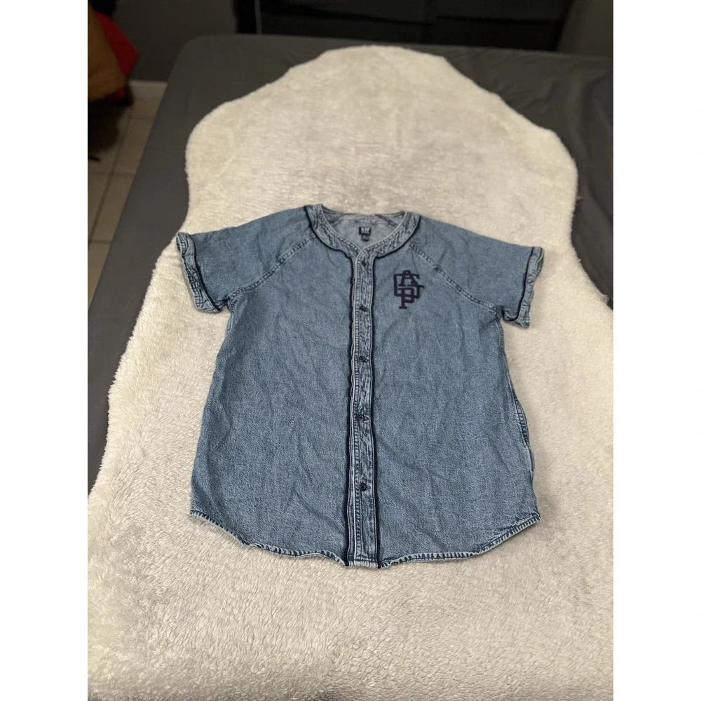 Gap Boys XL Button Blue Denim Baseball Jersey Top Shirt